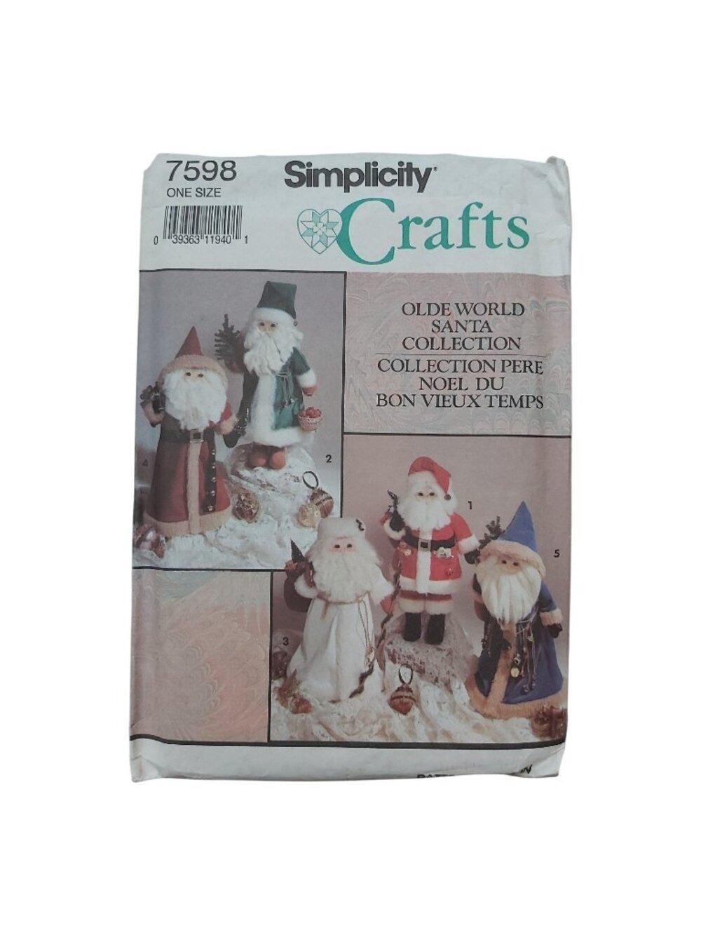 Vintage Simplicity 7598 Olde World Santa Collection Craft Sewing Pattern 16"